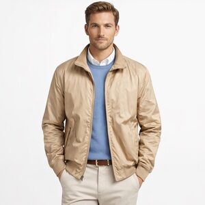 Peter Millar Beige Camel Bomber Jacket Full Zip Size Medium